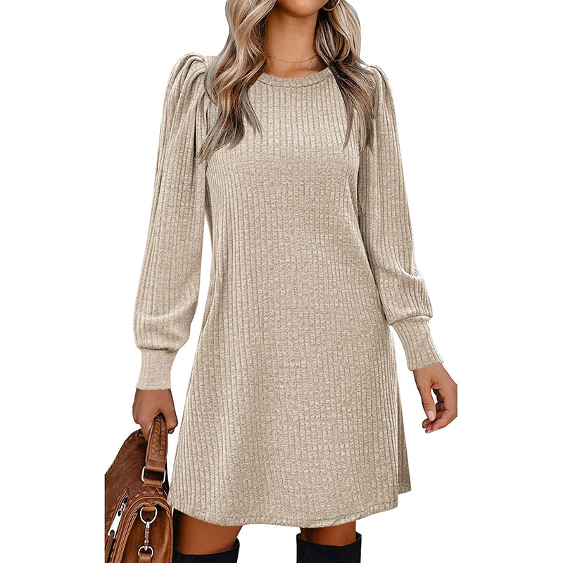 Sampeel Womens Square Neck Long Sleeve Fall Dresses Casual Babydoll Sweater Dress