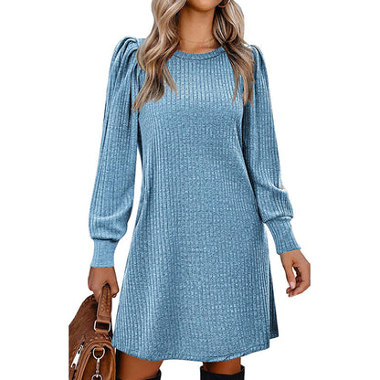 Sampeel Womens Square Neck Long Sleeve Fall Dresses Casual Babydoll Sweater Dress