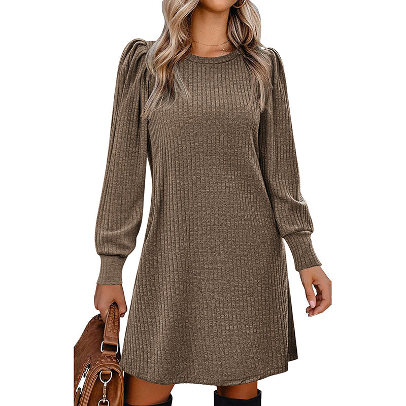 Sampeel Womens Square Neck Long Sleeve Fall Dresses Casual Babydoll Sweater Dress