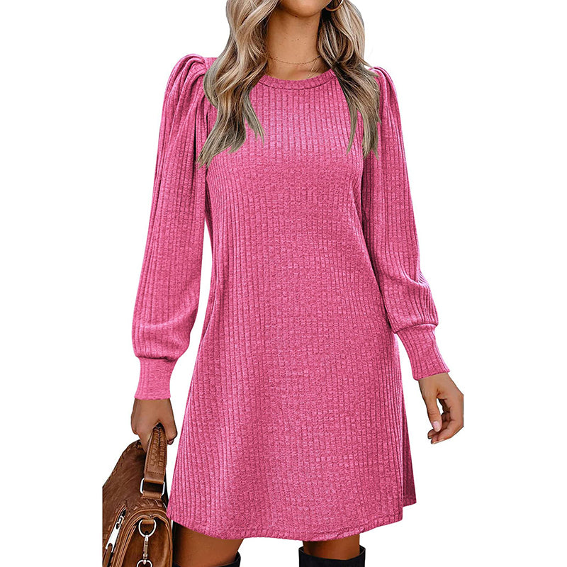 Sampeel Womens Square Neck Long Sleeve Fall Dresses Casual Babydoll Sweater Dress