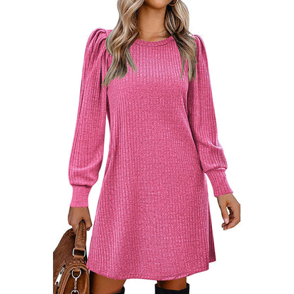 Sampeel Womens Square Neck Long Sleeve Fall Dresses Casual Babydoll Sweater Dress