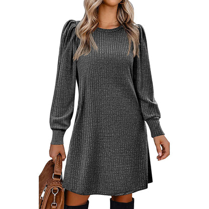 Sampeel Womens Square Neck Long Sleeve Fall Dresses Casual Babydoll Sweater Dress